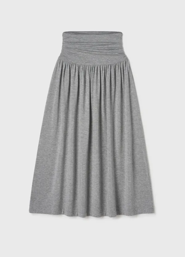 Fluid Shirring Skirt / Gray