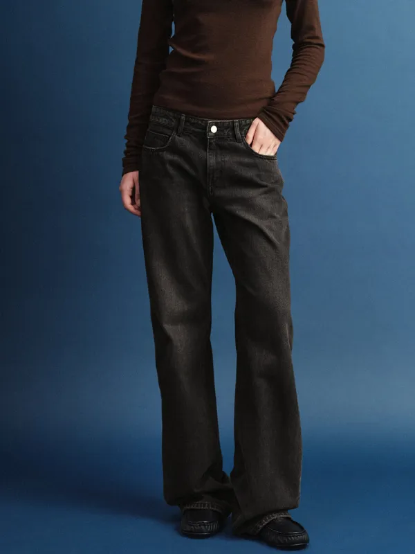 로우라이즈 데님_washed black