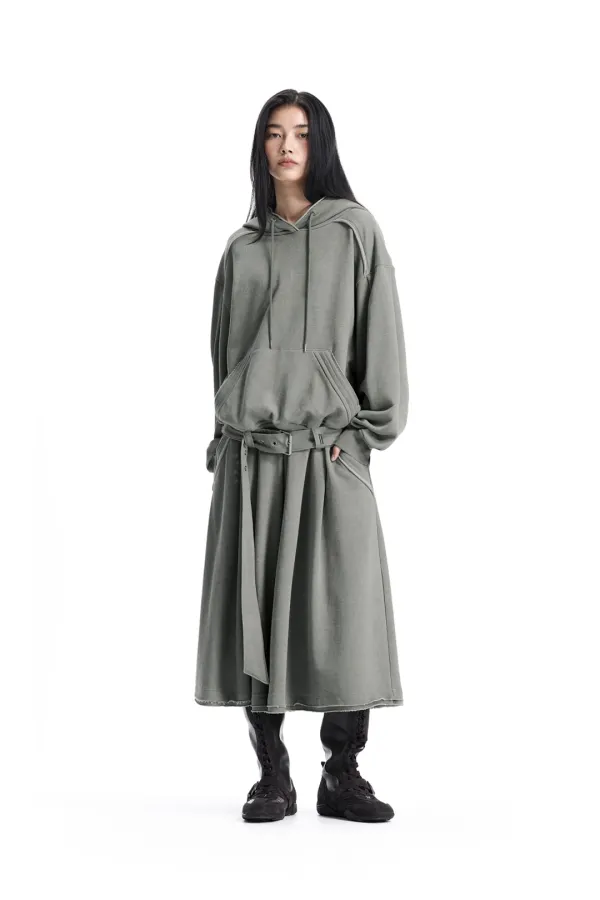 Raw-Edge Pleated Set-Up Bermuda Pants [ Light Gray ]
