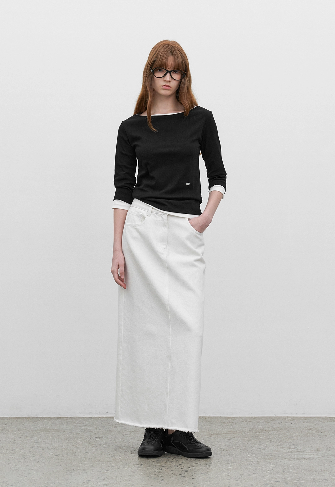 아뜰리에 나인 (SK-5073)SEMI A-LINE MAXI DENIM SKIRT 상품 이미지 2