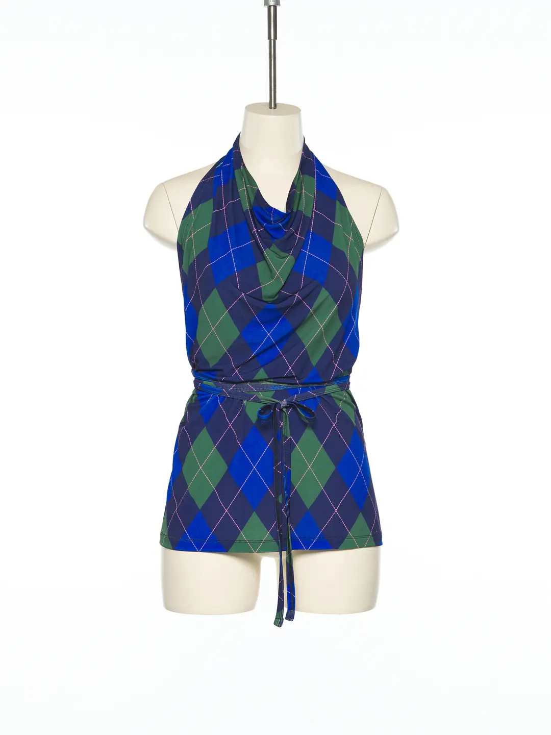 푸쉬버튼 PS25 NAVY ARGYLE HALTER NECK TOP 상품 이미지 1