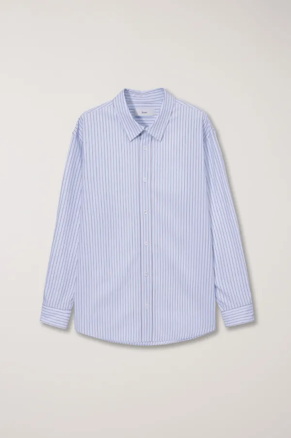 UNISEX INFORMAL SHIRT BLUE BROWN STRIPE_UDSH5C102B2