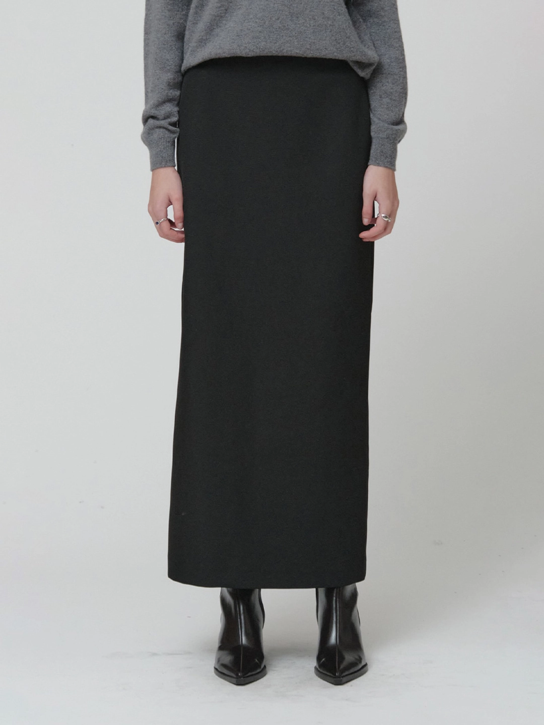 뮤제 [REFURB] AUBIER Minimal Wool-Blend Long Maxi Skirt_Black 상품 이미지 1