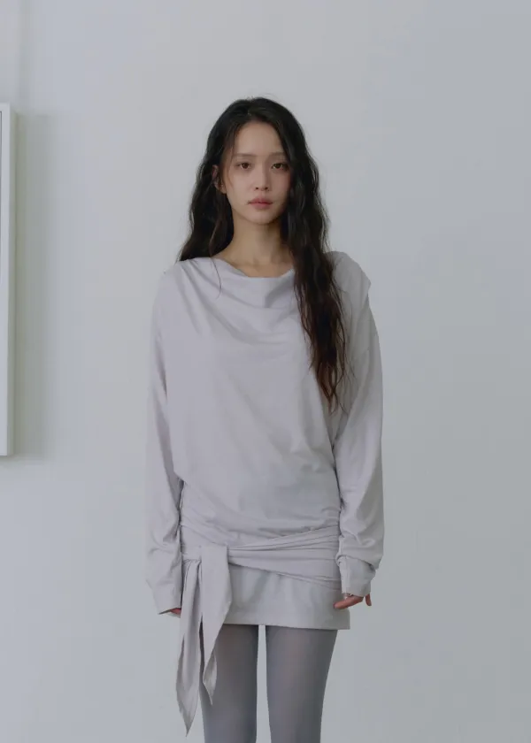 Tie Long Sleeve Tee_Light Grey