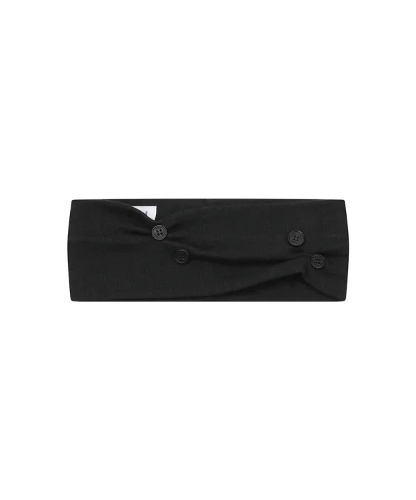 Button shirring hair band BLACK
