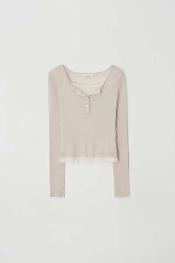 layered henley t-shirt (peach)