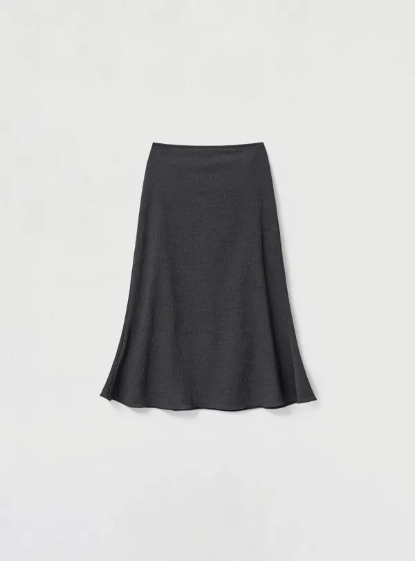 [3RD] CREASE MIDI SKIRT - CHARCOAL