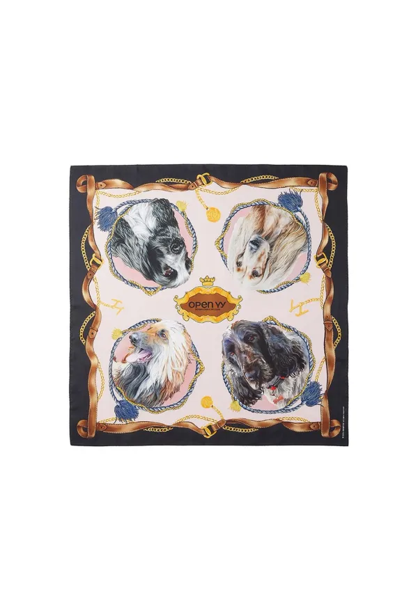 PET CLUB PRINT SILK SCARF, PINK