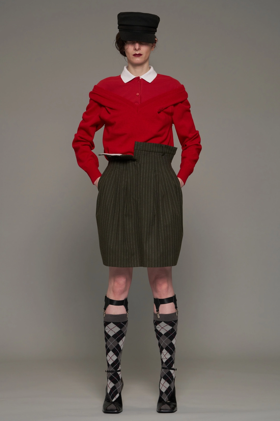 푸쉬버튼 FW26 RED JERSEY LAYERED KNIT TOP 상품 이미지 1