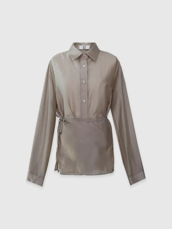 [37th 재입고] Wrap Silky Shirts (Beige)