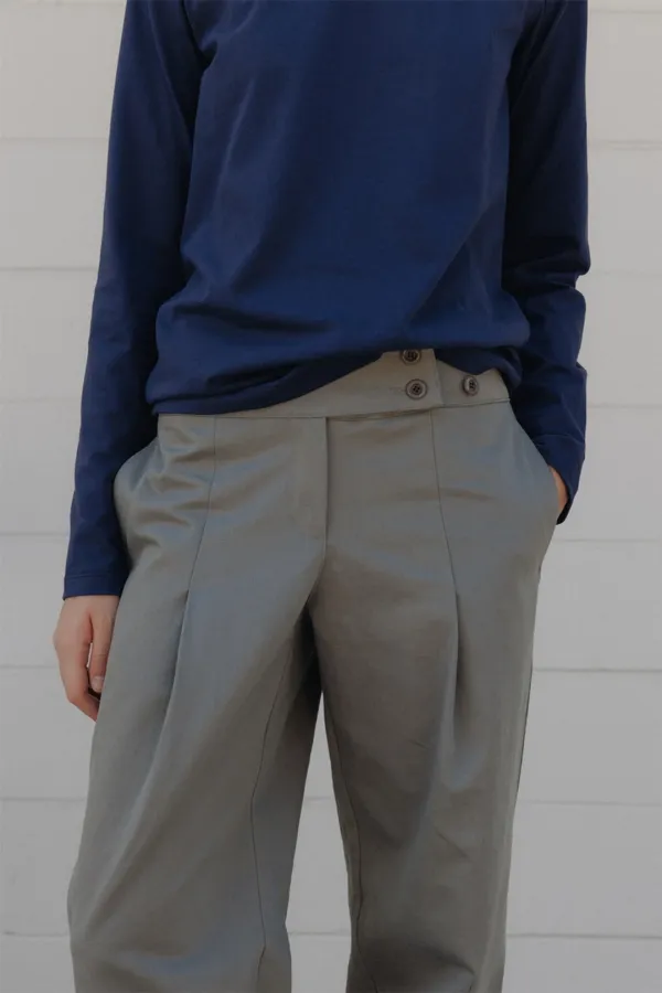 Pamela low button pants (gray)
