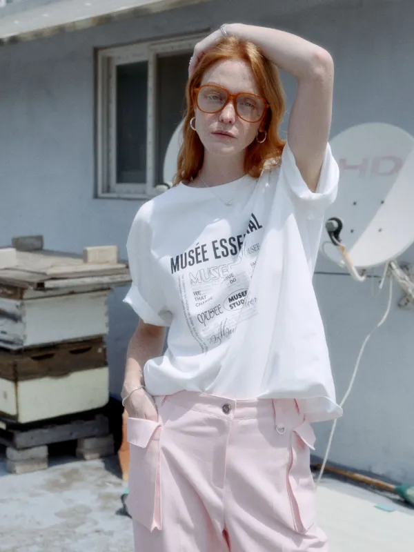 [2nd] DANTE Musee Lettering Archive Print Oversized T-shirt_White