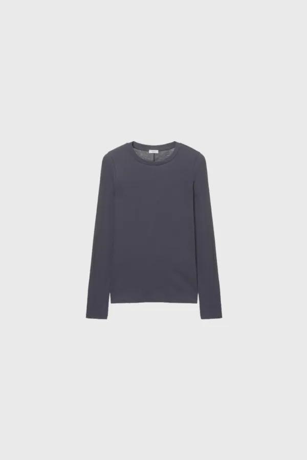 Long Sleeve Slim T-Shirt (White / Yellow / Charcoal Gray)