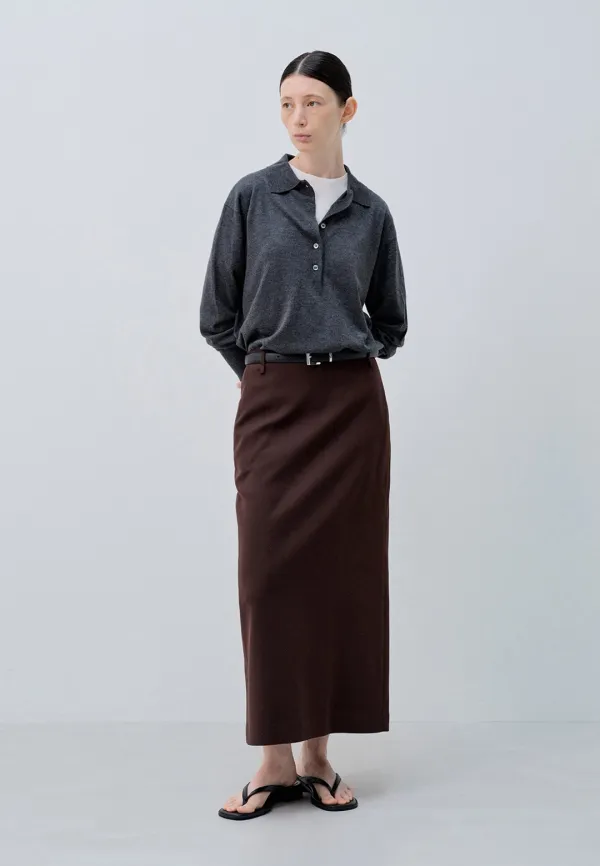 [NEW COLOR] STANDARD FIT LONG SKIRT_DARK BROWN