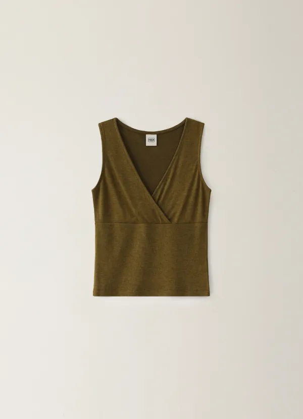 Knitted Span Sleeveless - Olive