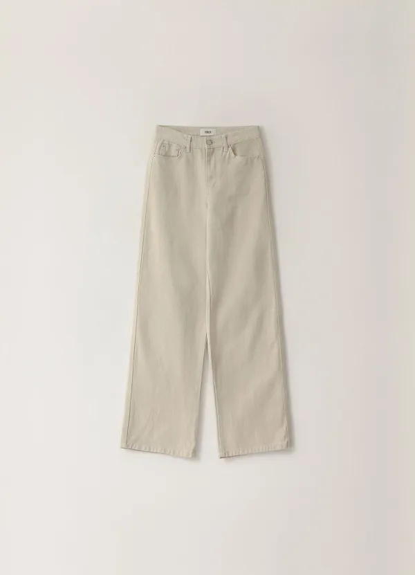 Cotton Denim Pants - Ivory