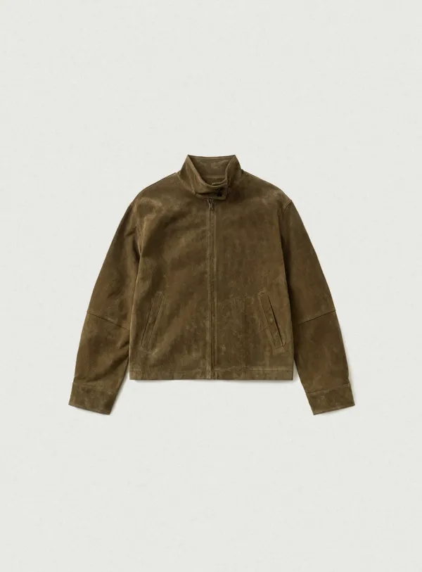 Caven Suede Biker Jacket_Khaki