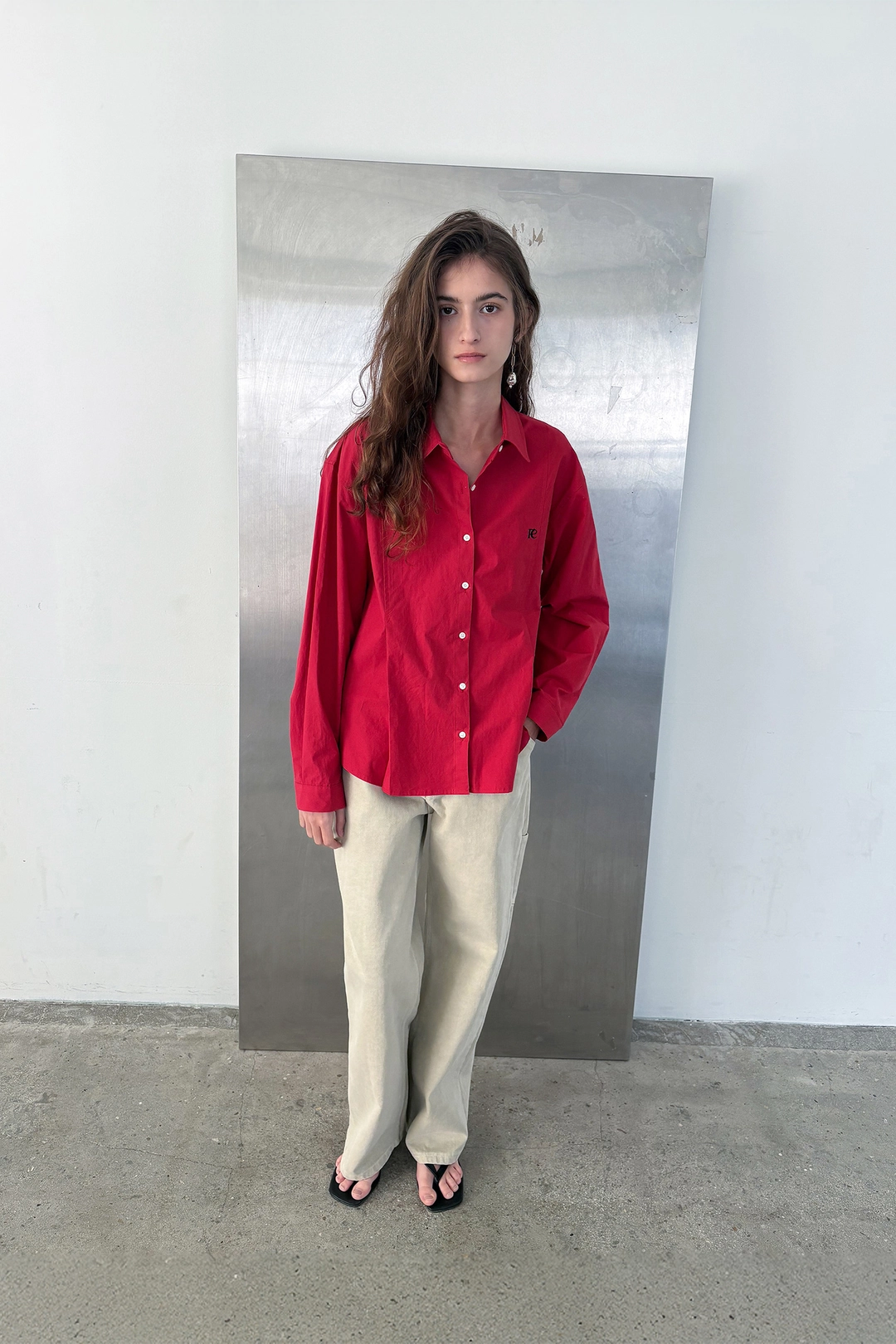 포에트 서울 pintuck line shirt_red 상품 이미지 1