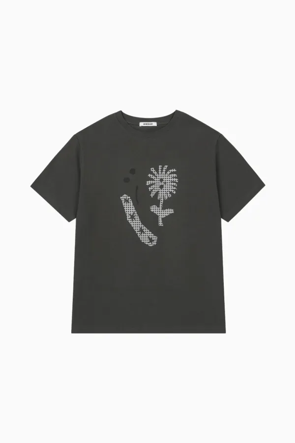 FLOWER OVERFIT T-SHIRT, CHARCOAL