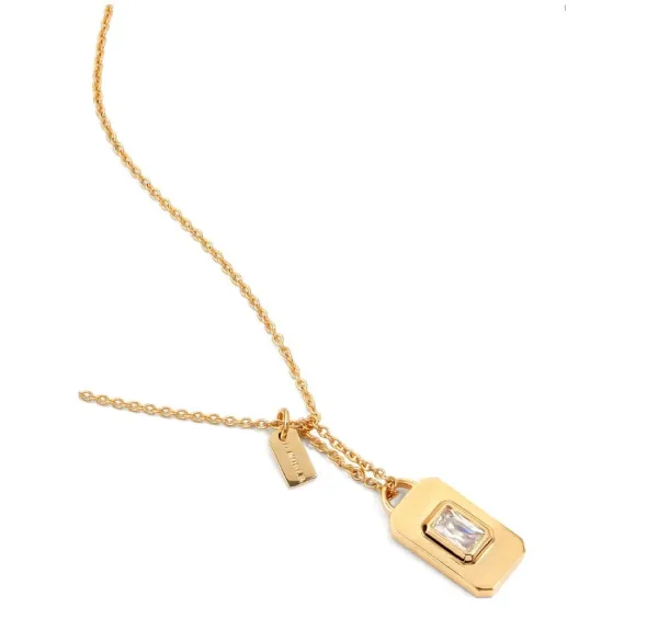 Delicate Crystal Nameplate Necklace [Octagon]