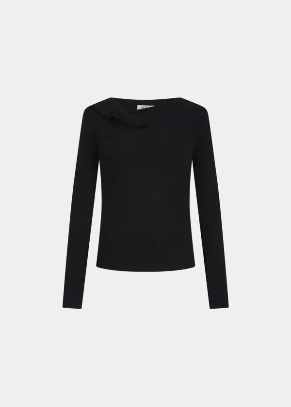 W RIBBON KNOT TOP - BLACK