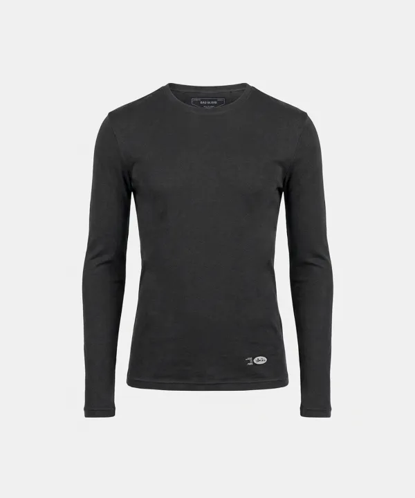 [w-tee26-049] BS Cotton Jersey Fitted Long Sleeve T-Shirt - Charcoal