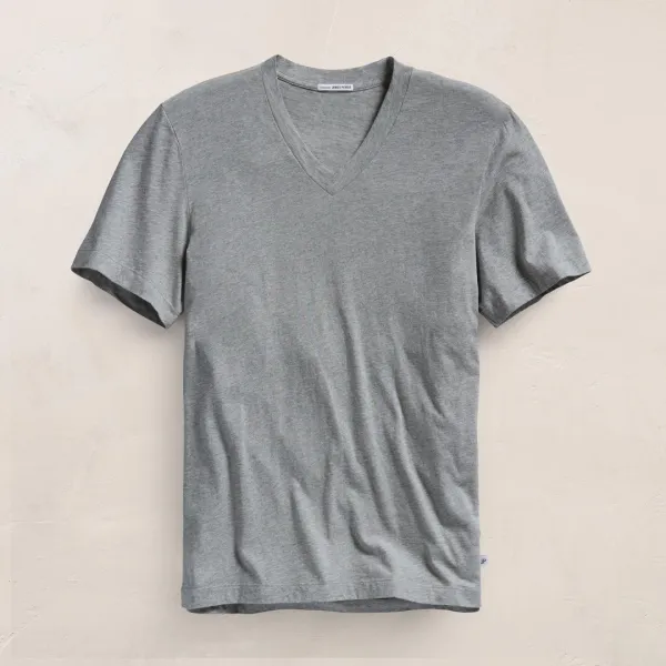 Short Sleeve V Neck - Heather Grey