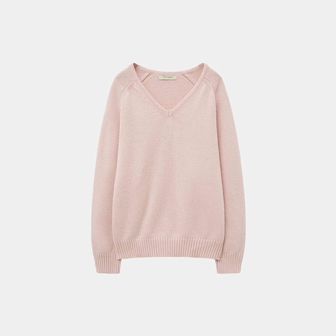 시야쥬 SIKN2156 울 블렌드 루즈 브이넥 니트_Light pink 상품 이미지 1