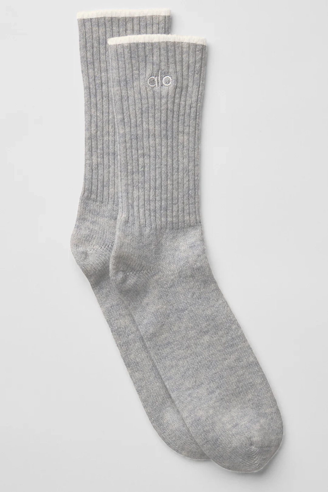 알로요가 Unisex Wool Cashmere Light Frosted Sock - Light Heather Grey/Ivory 상품 이미지 1