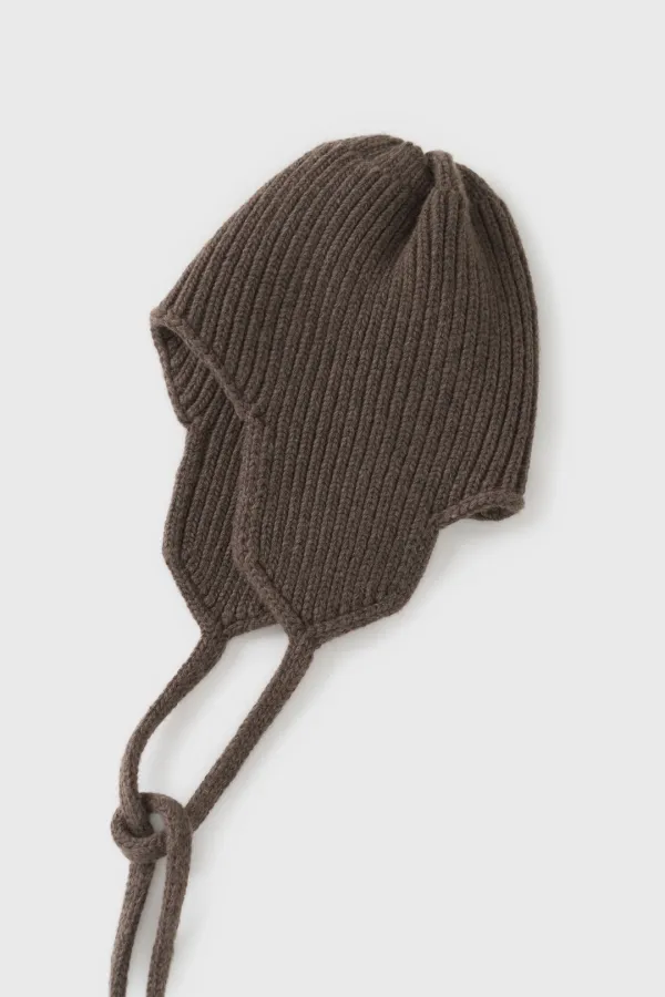 Wool Earmuff Beanie (Brown)