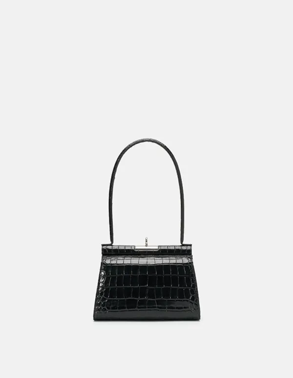 Puglia Bag - Black (Croc Embossed)