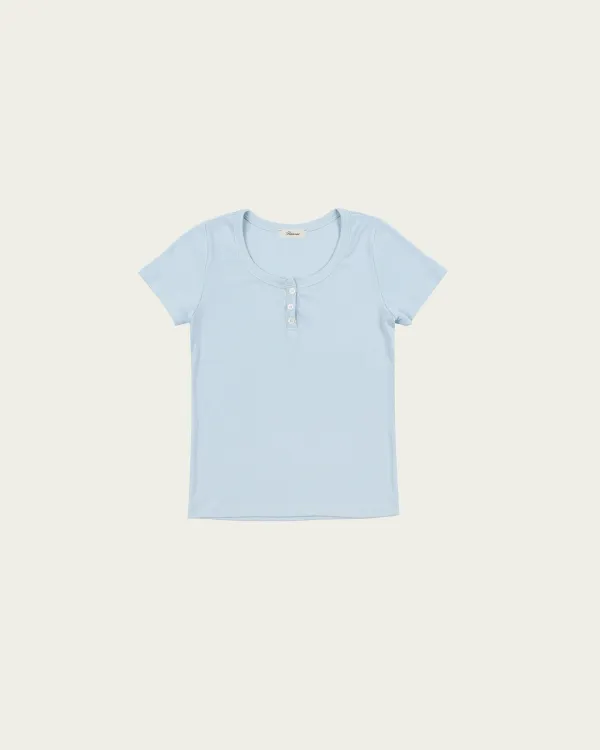 Fog Button T-Shirt - Skyblue