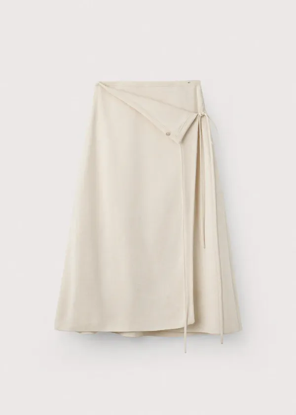 Elastic cotton knitted wrap skirt_Vanilla