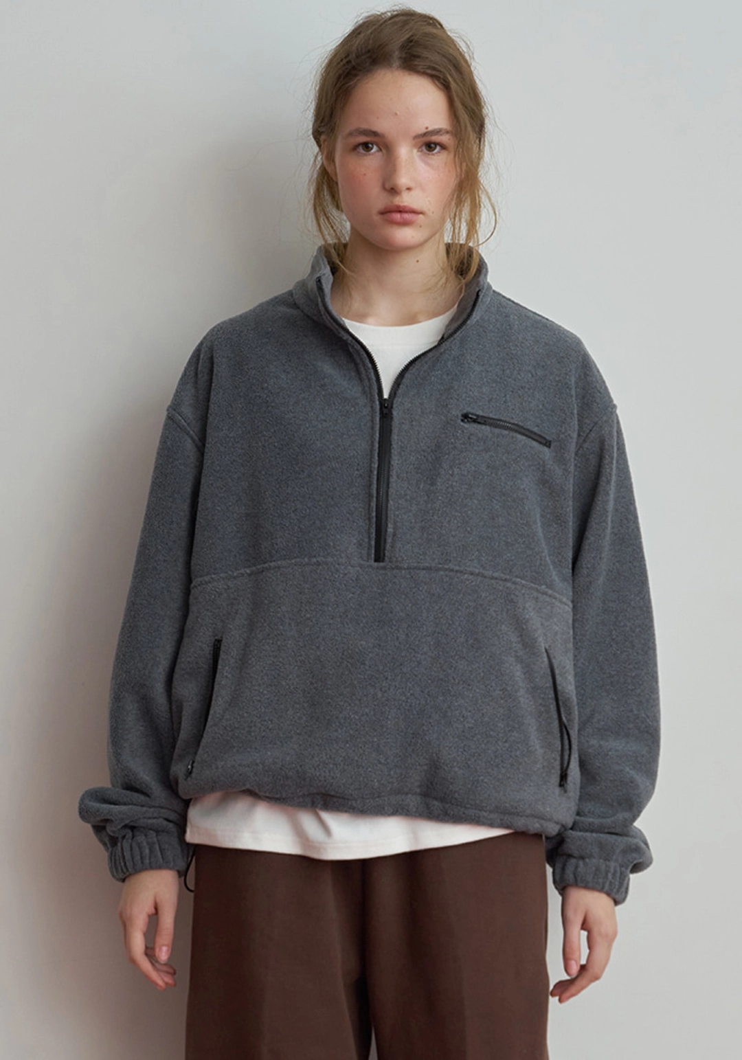 이브세이지 Half-zip pullover fleece (Charcoal) 상품 이미지 2