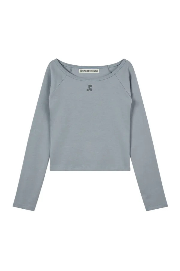 U-NECK RAGLAN TOP - BLUE