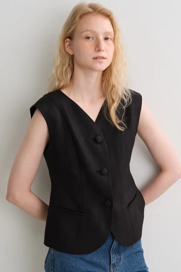 linen structured jacket (black)