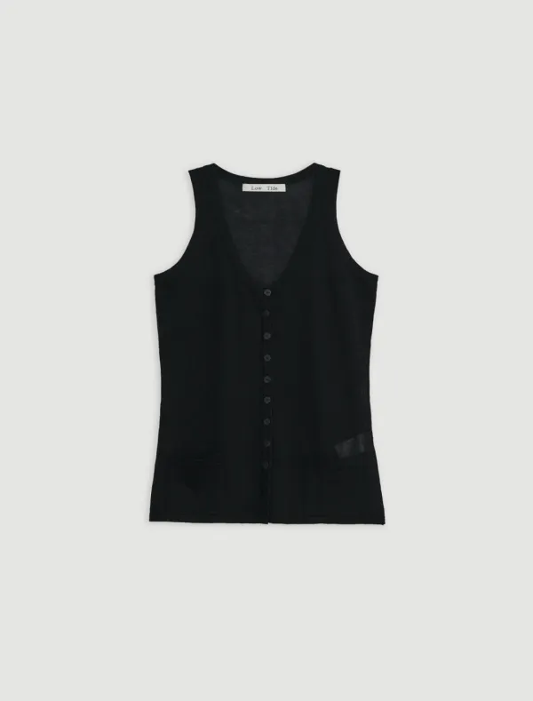 POCKET KNIT VEST [BLACK]