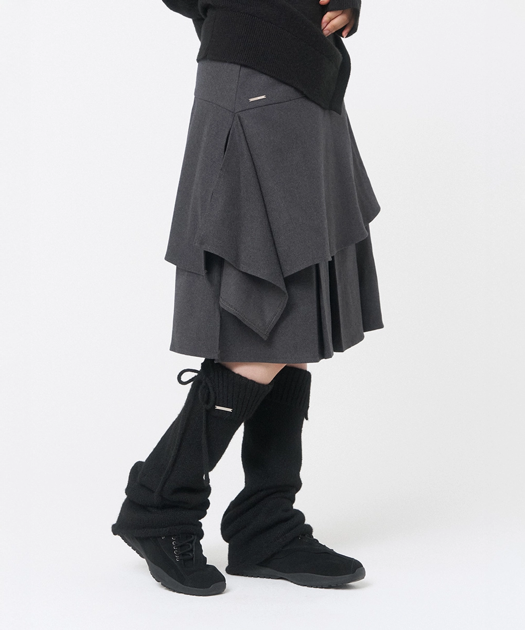 미세키서울 Sei layered midi skirt CHARCOAL 상품 이미지 3