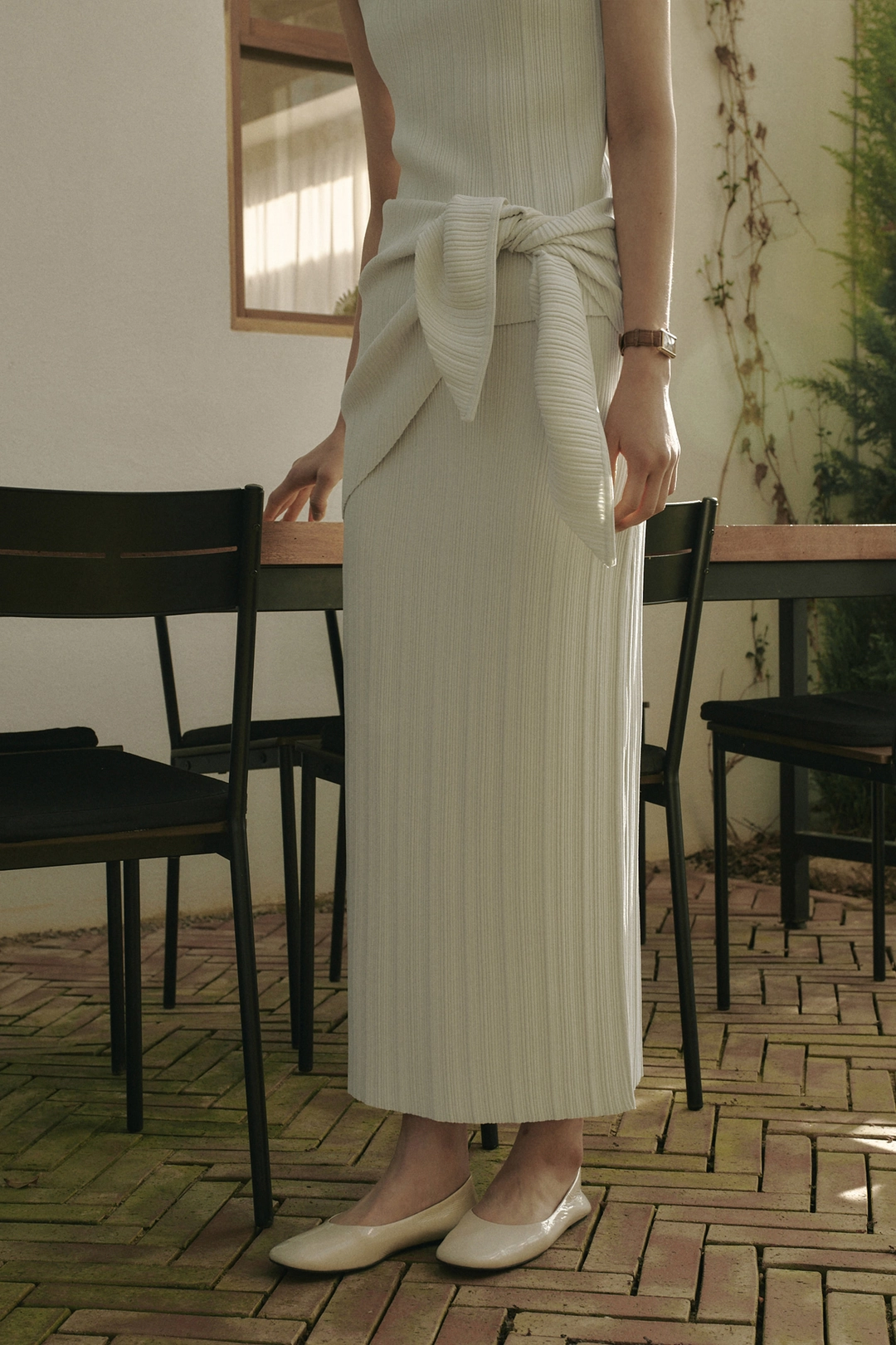세이지먼트 ELENA PLEATS KNIT LONG SKIRT_IVORY 상품 이미지 2
