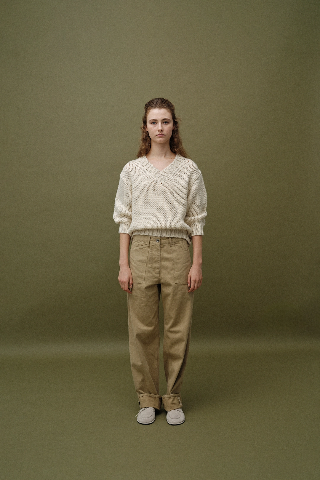 낫띵리튼 2ND / Wide v-neck sweater (Ivory) 상품 이미지 2