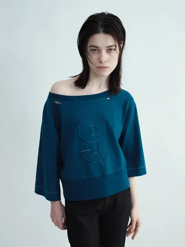Distressed Applique T-Shirt [Steel Blue]