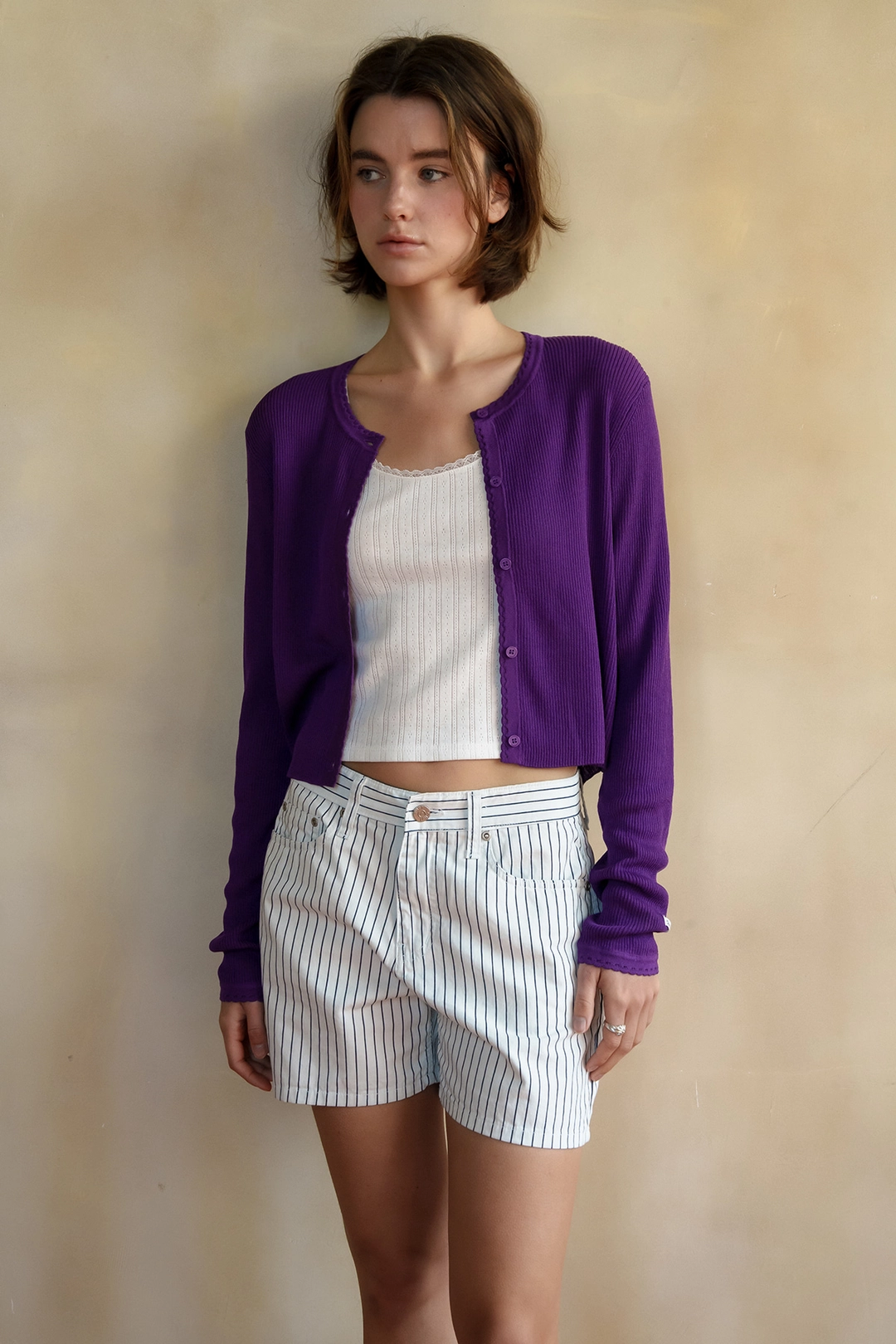 샤드라마 PETAL RIBBED CARDIGAN [PURPLE] 상품 이미지 2