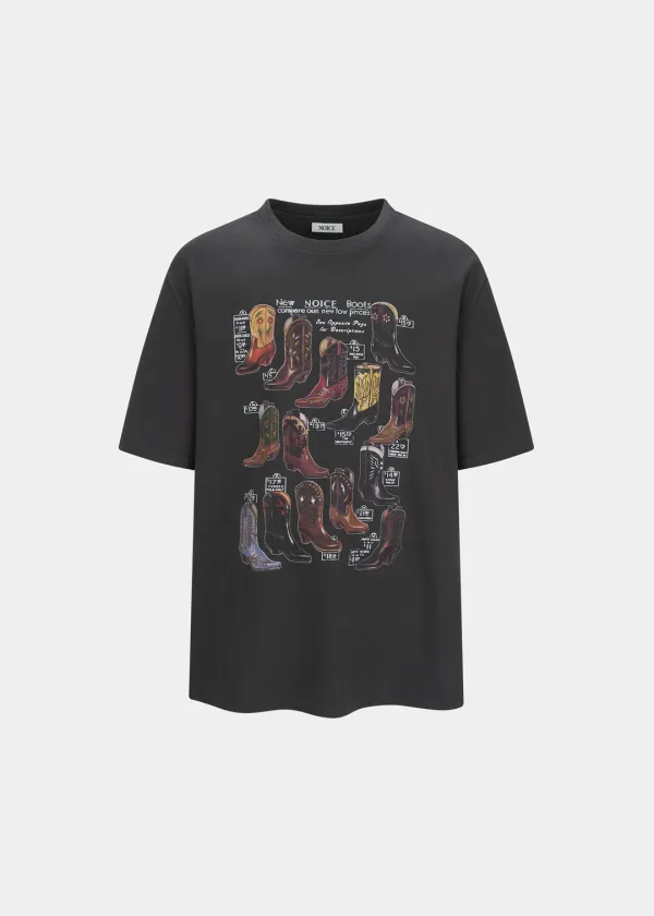 WESTERN BOOTS GRAPHIC T-SHIRT - CHARCOAL