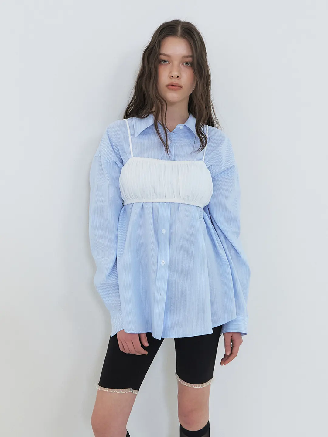 에트몽 Wave Shirring Bustier, White 상품 이미지 1