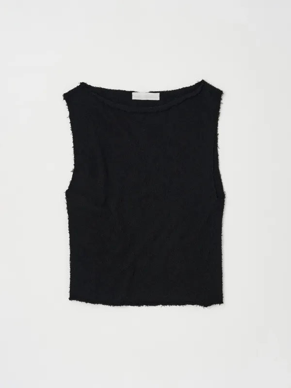 BOUCLE BOAT KNIT TOP IN BLACK