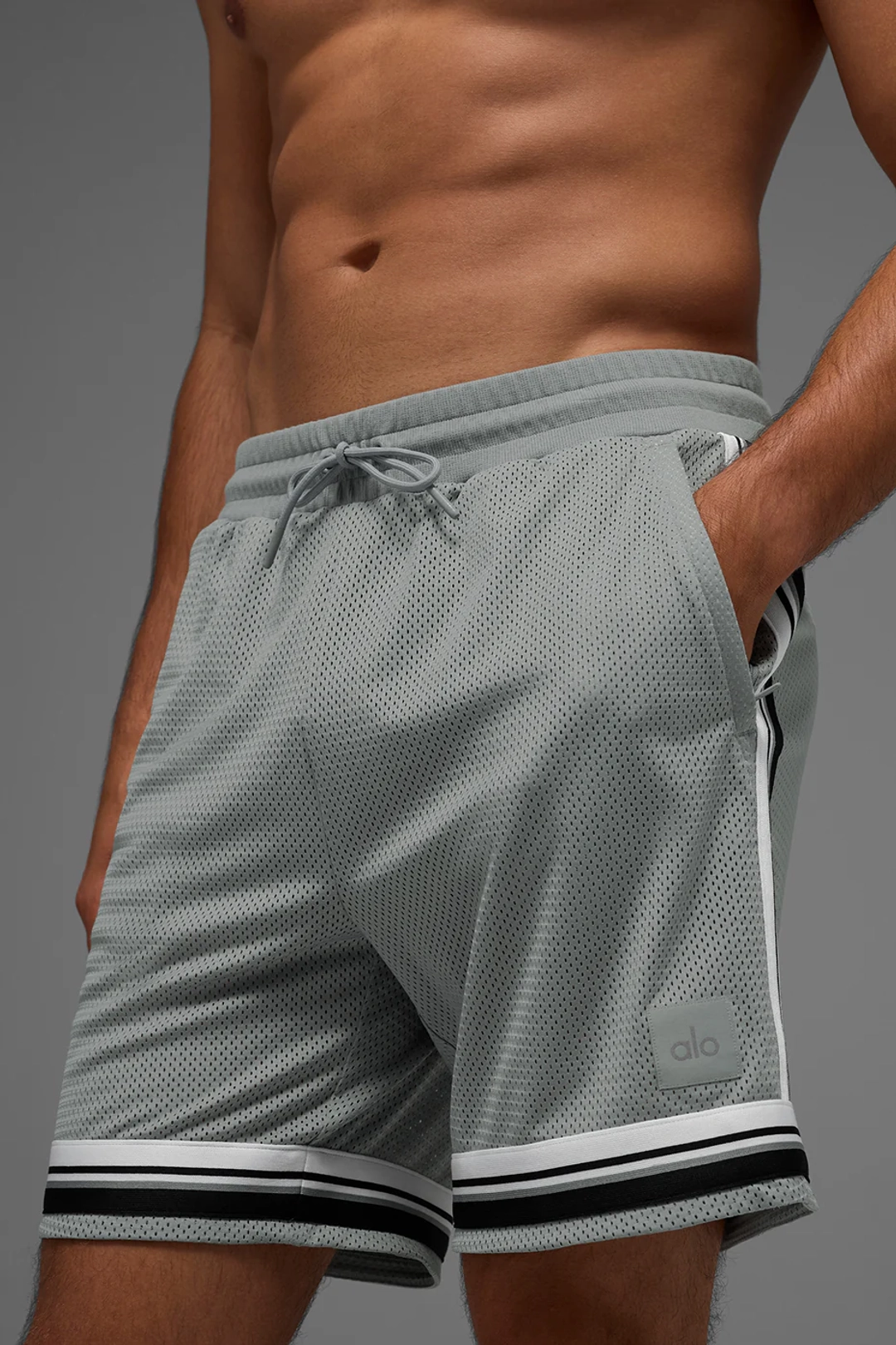알로요가 7" Key Mesh Basketball Short - Lunar Grey 상품 이미지 2
