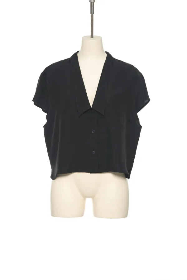 SS25 BLACK RELAXED BUTTON UP BLOUSE