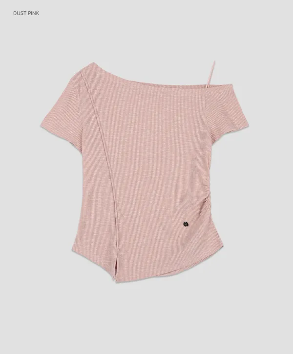(T-7204)ONE SHOULDER SLIT SLIM T