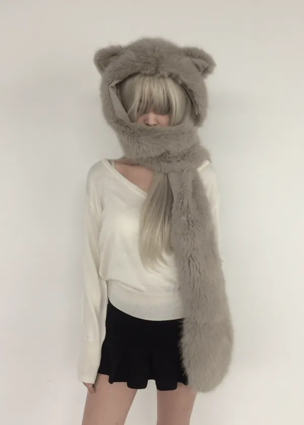 CRYING KITTY MUFFLER [LIGHT GREY]