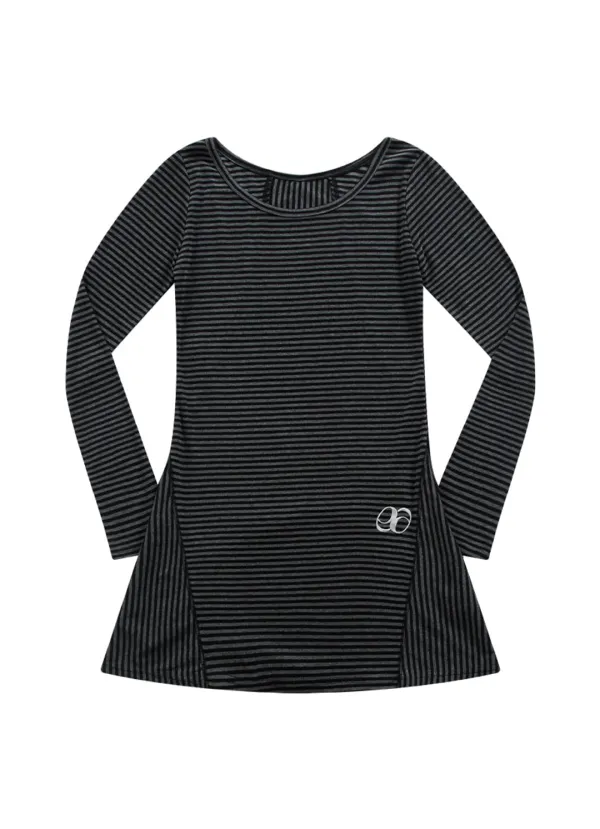 PANEL STRIPE LONG LINE SLEEVE / BLACK
